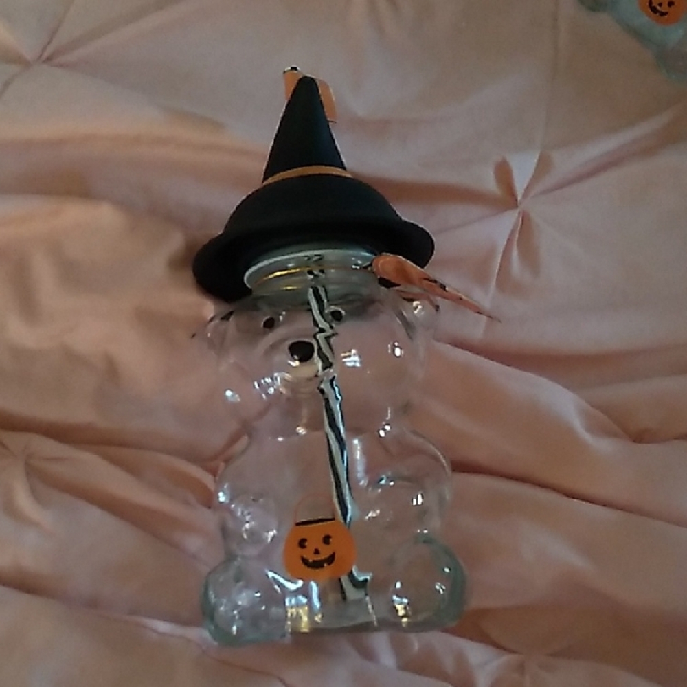 Halloween Witch Hat Glass Coffee Cup Black and Orange